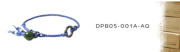 DPB05-001A-AQ天然石＆紐コードブレスレット：メンズ＆lady's