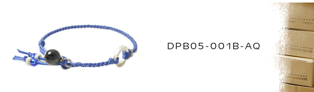 DPB05-001B-AQ天然石＆紐コードブレスレット：メンズ＆lady's