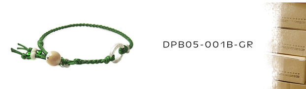 DPB05-001B-GR天然石＆紐コードブレスレット：メンズ＆lady's