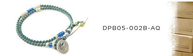 DPB05-002B-AQ2重巻き紐コードブレスレット：メンズ＆lady's