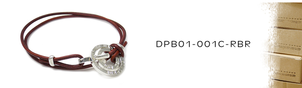 DPB01-001C-RBR本革＆シルバーブレスレット：メンズ＆lady's