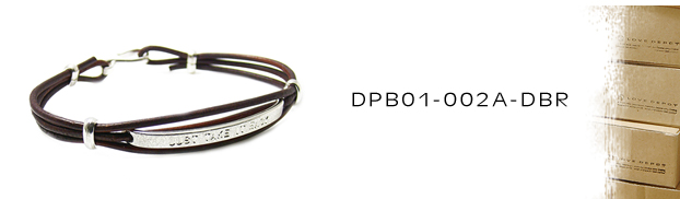 DPB01-002A-DBR本革＆シルバーブレスレット：メンズ＆lady's