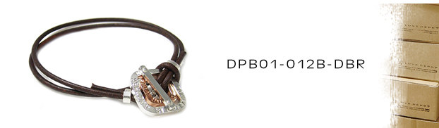 DPB01-012B-DBR本革＆銅シルバーブレスレット：メンズ＆lady's