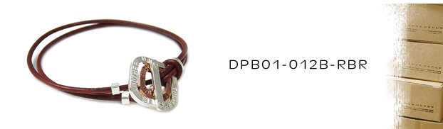 DPB01-012B-RBR本革＆銅シルバーブレスレット：メンズ＆lady's