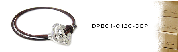 DPB01-012C-DBR本革＆シルバーブレスレット：メンズ＆lady's