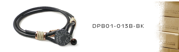 DPB01-013B-BK本革＆真鍮シルバーブレスレット：メンズ＆lady's