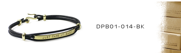 DPB01-014-BK本革＆真鍮ブレスレット：メンズ＆lady's