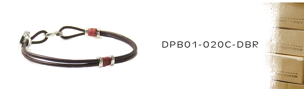 DPB01-020C-DBR本革レザー＆シルバーブレスレット：メンズ＆lady's